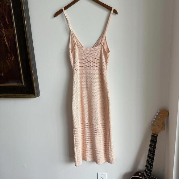 ARITZIA Wilfred Evie Crochet Midi Dress Seashell Pink Size M - Picture 8 of 9